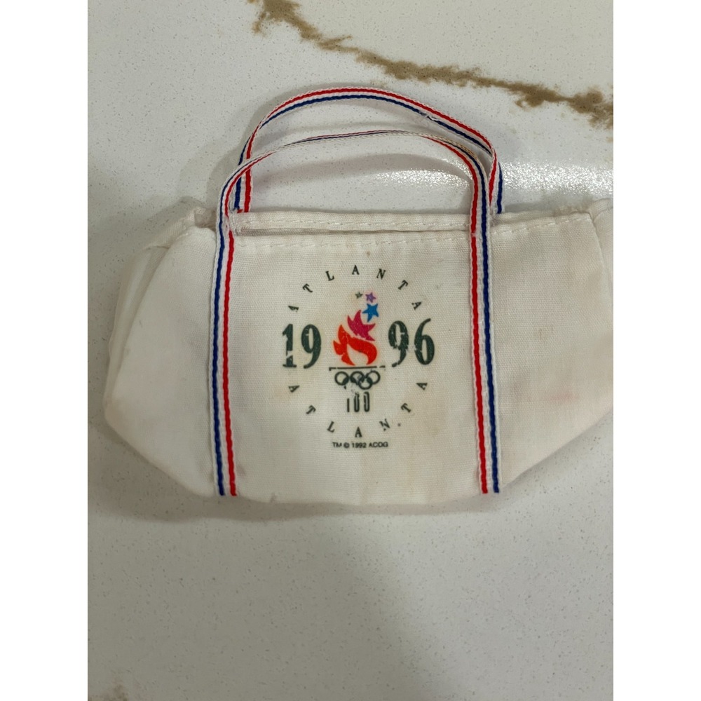 Vtg Barbie 1996 Olympic Bag Atlanta USA‎ White Tote Duffel Accessories Doll Size